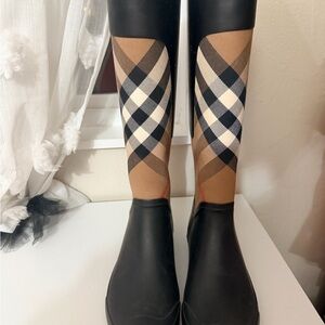 Burberry Black and Tan Winter Rain Boots